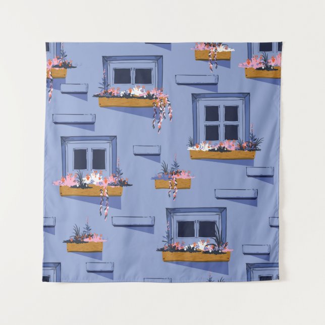 Cool Wall Windows Summer Pattern Tapestry (Front)