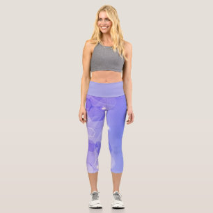 Cool Warm Blue abstract geometric pattern Capri Leggings