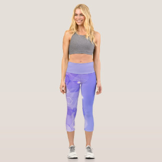 Cool Warm Blue abstract geometric pattern Capri Leggings