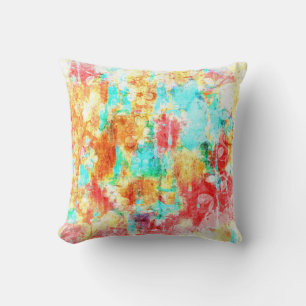 Cool warm spring abstract painting throw pillow