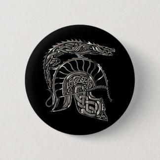 Cool Warrior Metallic Dragon Helmet 2 Inch Round Button