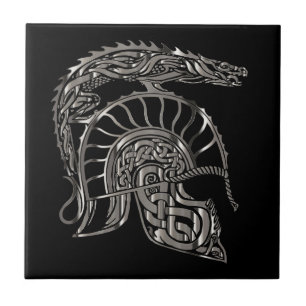 Cool Warrior Metallic Dragon Helmet Tile