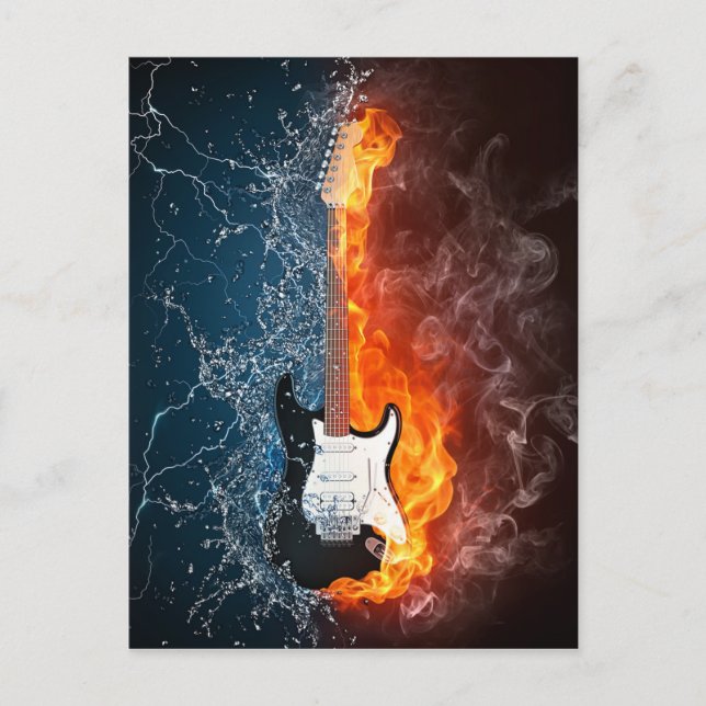 Cool Water and Fire Guitar Design Postcard (Front)