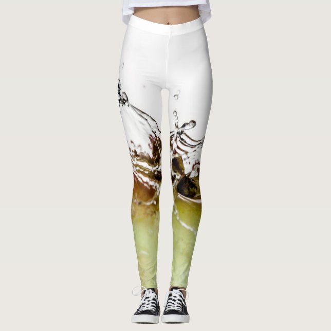 Cool water drop splash on apple leggings (Front)