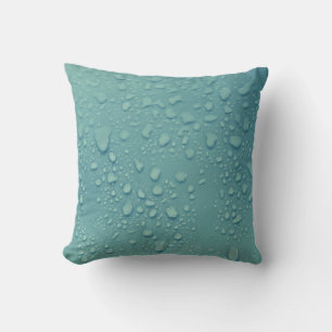 Cool Water Droplets on a Blue Background Throw Pillow