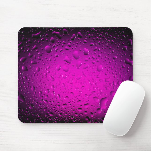 Cool water drops pink mouse pad (With Mouse)