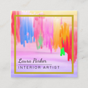 Cool Watercolor Abstract Paint Artist Splatter Square Business Card