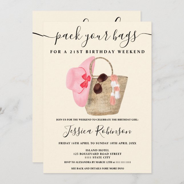 Cool watercolor beach bag birthday program weekend (Front/Back)