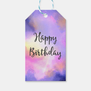 Cool Watercolor Design - Surreal Clouds Birthday Gift Tags