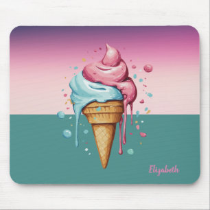Cool Watercolor Dripping Ice cream Mouse Pad