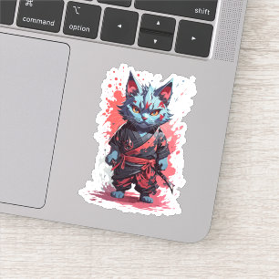 Cool Watercolor Grey Ninja Cat Warrior