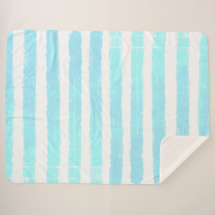 Cool Watercolor Ice Blue White Stripes Sherpa Blanket