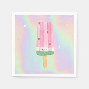 Cool Watercolor Ice cream Holographic Napkin