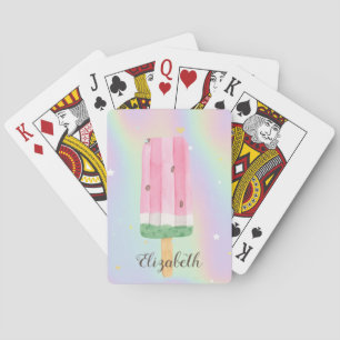 Cool Watercolor Ice cream Holographic Playing Cards