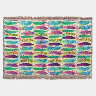 Cool watercolor neon splatters tribal feathers throw blanket