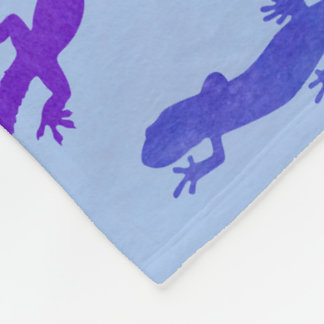 Cool Watercolor Salamander in Blue Fleece Blanket