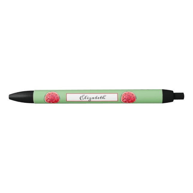 Cool Watercolor Watermelon Green Black Ink Pen (Front)