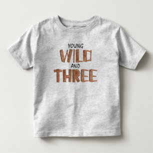 Cool Watercolor Wood Illustration 3rd Birthday Boy Toddler T-shirt