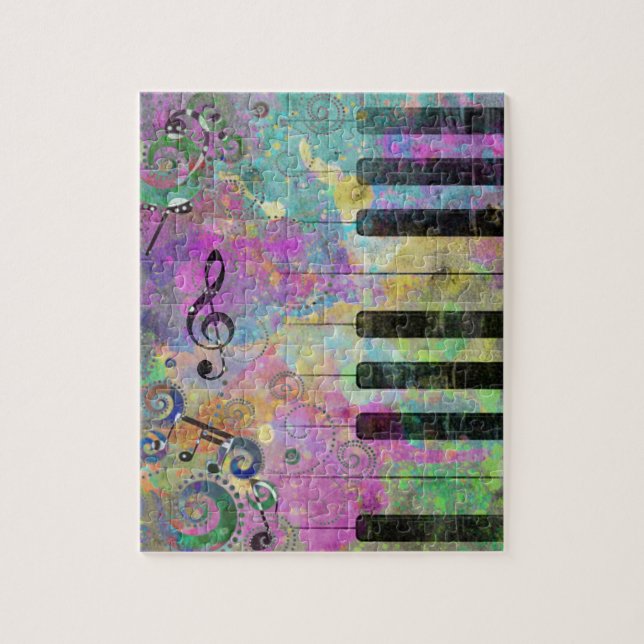 Cool Watercolors Splatters Colorful Piano Jigsaw Puzzle (Vertical)