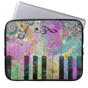 Cool Watercolors Splatters Colorful Piano Laptop Sleeve