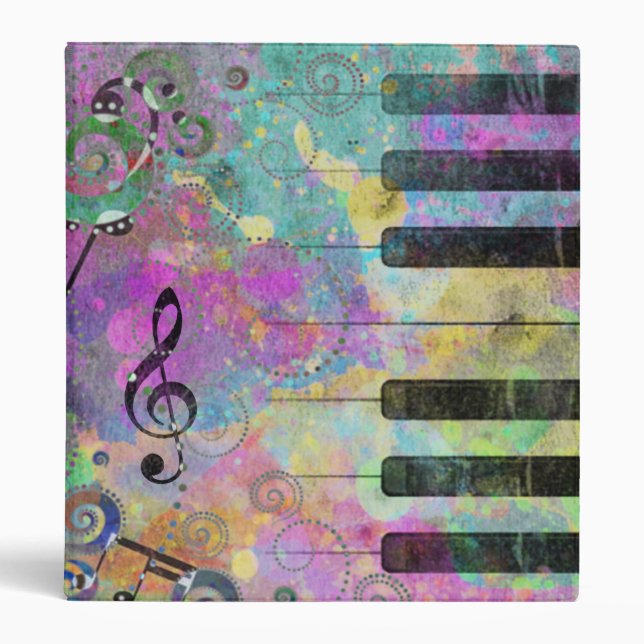 Cool Watercolors Splatters Colourful Piano Binder (Front)