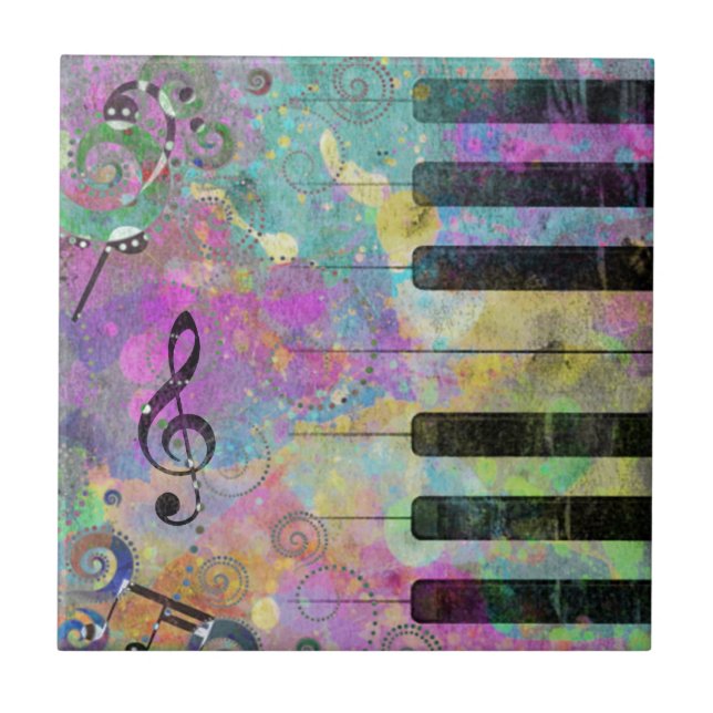Cool Watercolors Splatters Colourful Piano Tile (Front)