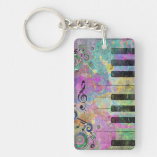 Cool watercolours splatters colourful piano keychain