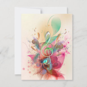 Cool watercolours treble clef music notes swirls