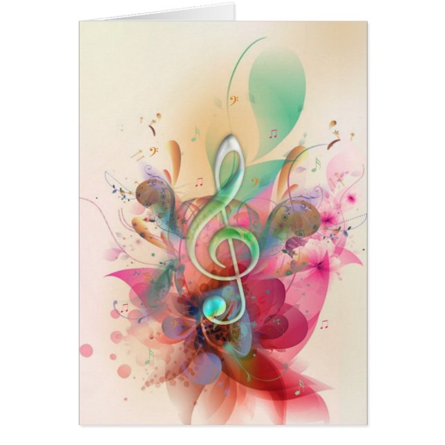 Cool watercolours treble clef music notes swirls (Front)