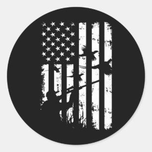 Cool Waterfowl American Vintage Usa Flag Pheasant  Classic Round Sticker