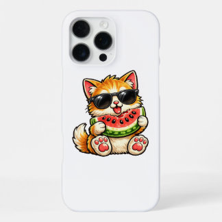 Cool Watermelon Cat iPhone 16 Pro Max Case