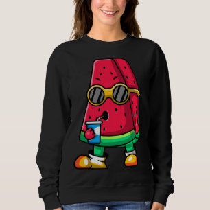 Cool Watermelon Fruit Wearing Sunglasses Funny Sum Sweatshirt