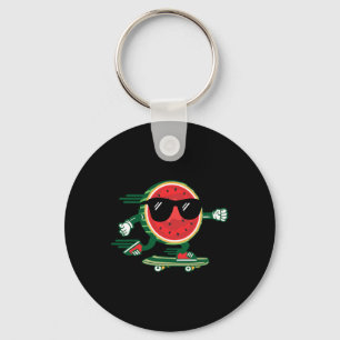 Cool Watermelon Skateboarding 90's Vintage Summer Keychain
