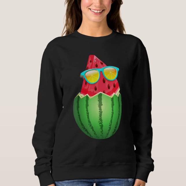 Cool Watermelon With Sunglasses Summer Sweatshirt (Front)