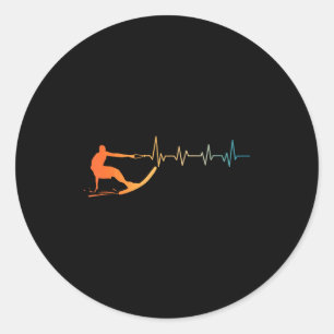 Cool waterski art for men women water ski coach classic round sticker