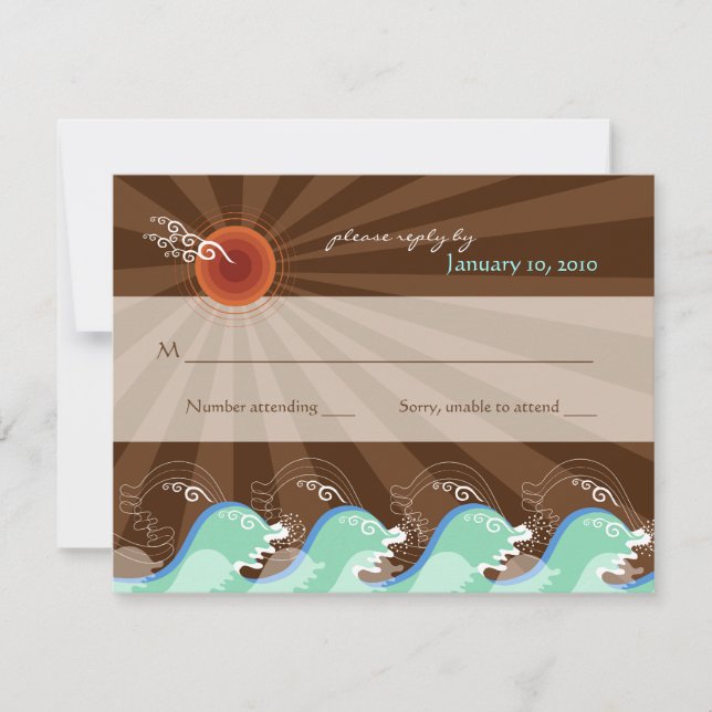 Cool Waves and Brown Sun RSVP / Reply Card (Front)