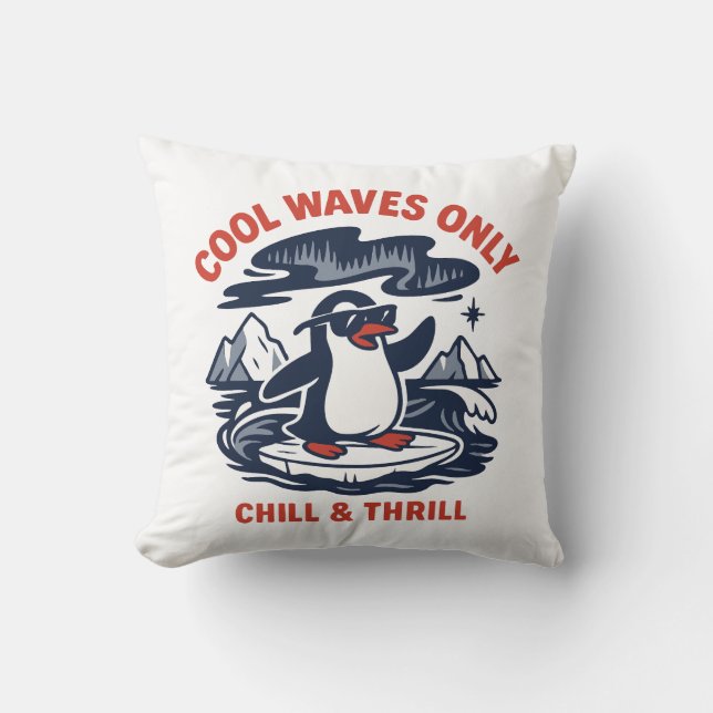 Cool Waves Only Throw Pillow (Front)