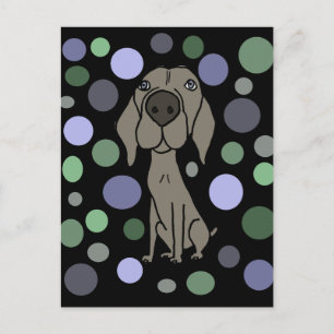 Cool Weimaraner and Circle Pattern Abstract Art Postcard