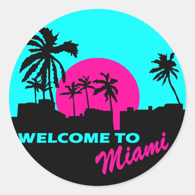 Cool Welcome to Miami design Classic Round Sticker (Front)