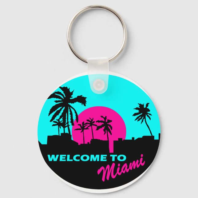 Cool Welcome to Miami design Keychain (Front)