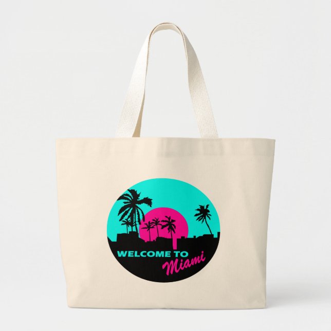 Cool Welcome to Miami design Large Tote Bag (Front)