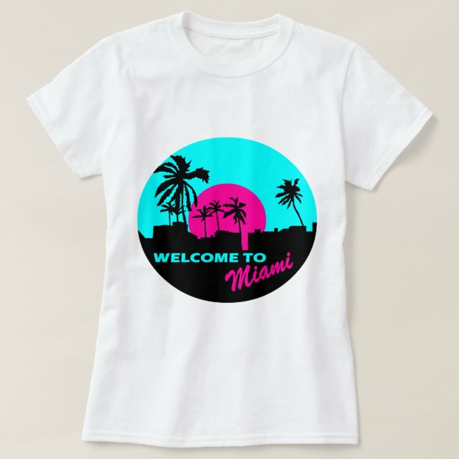 Cool Welcome to Miami design T-Shirt (Design Front)