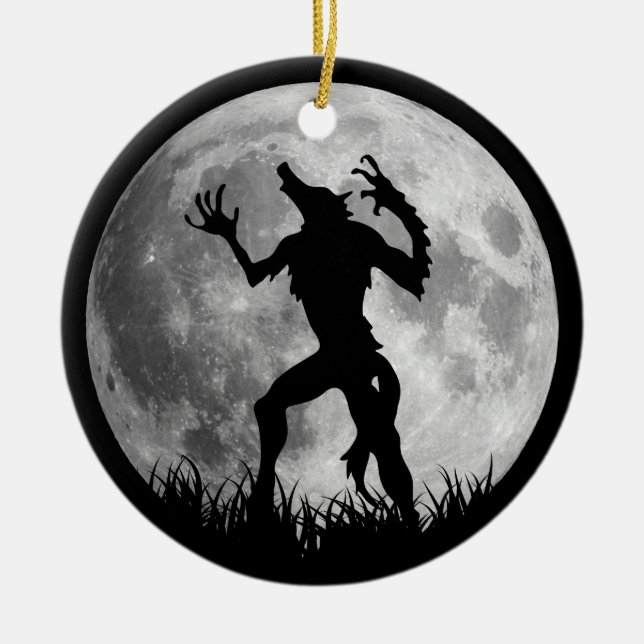 Cool Werewolf Full Moon Transformation Ceramic Ornament (Front)