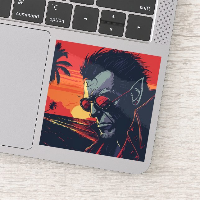 Cool Werewolf Retro Sunset (Detail)