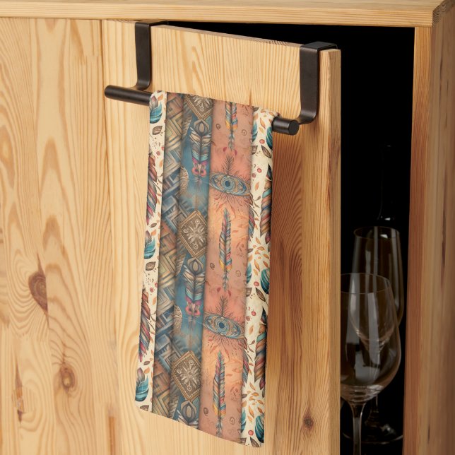 Cool Western BoHo tiled pattern  Kitchen Towel (Thirds Fold)