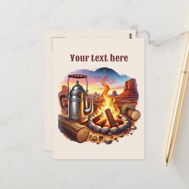 Cool Western campfire add message  Postcard (Front/Back In Situ)