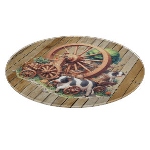 Cool Western cows and wheels Cutting Board