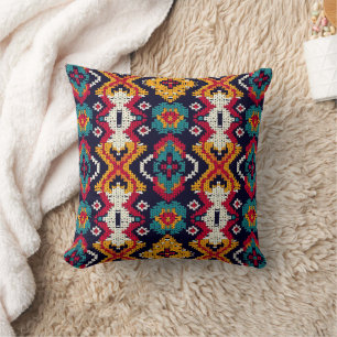 Cool Western faux knit Aztec Throw Pillow