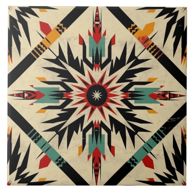 Cool Western Indian pattern  Tile (Front)