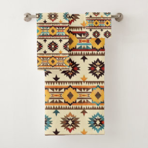 Cool Western tiled pattern  Bath Towel Set